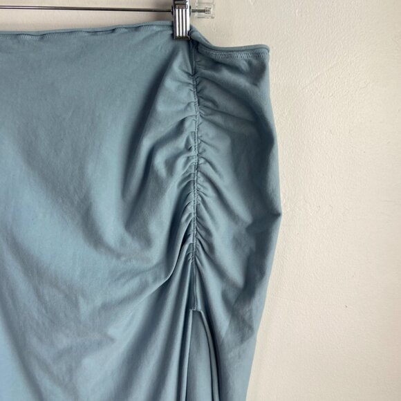 NWOT Skims Denim Blue Raw Edge High Slit Long Skirt - Picture 11 of 14